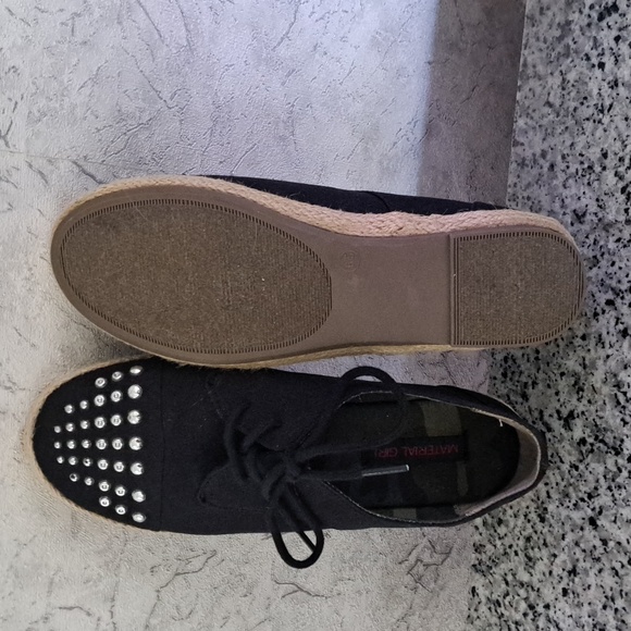 NWT Mayerial Girl Black canvas silver  studded shoes in size 6.5. - Picture 2 of 5